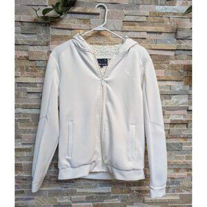 Stone Falcon Mens Hoodie faux fur lined White Large Full zip